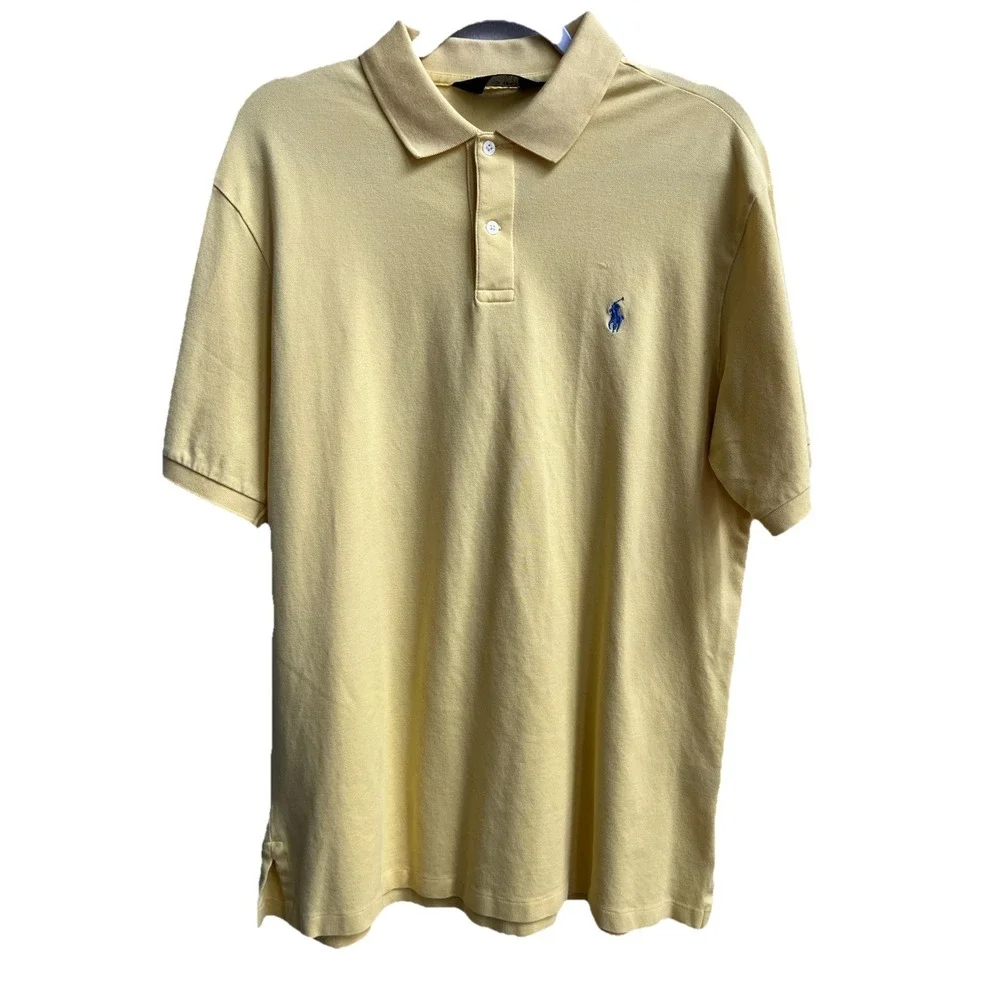 Polo Golf Ralph Lauren‎ Polo Shirt Mens L Yellow Pony Logo Short Sleeve Pro Fit